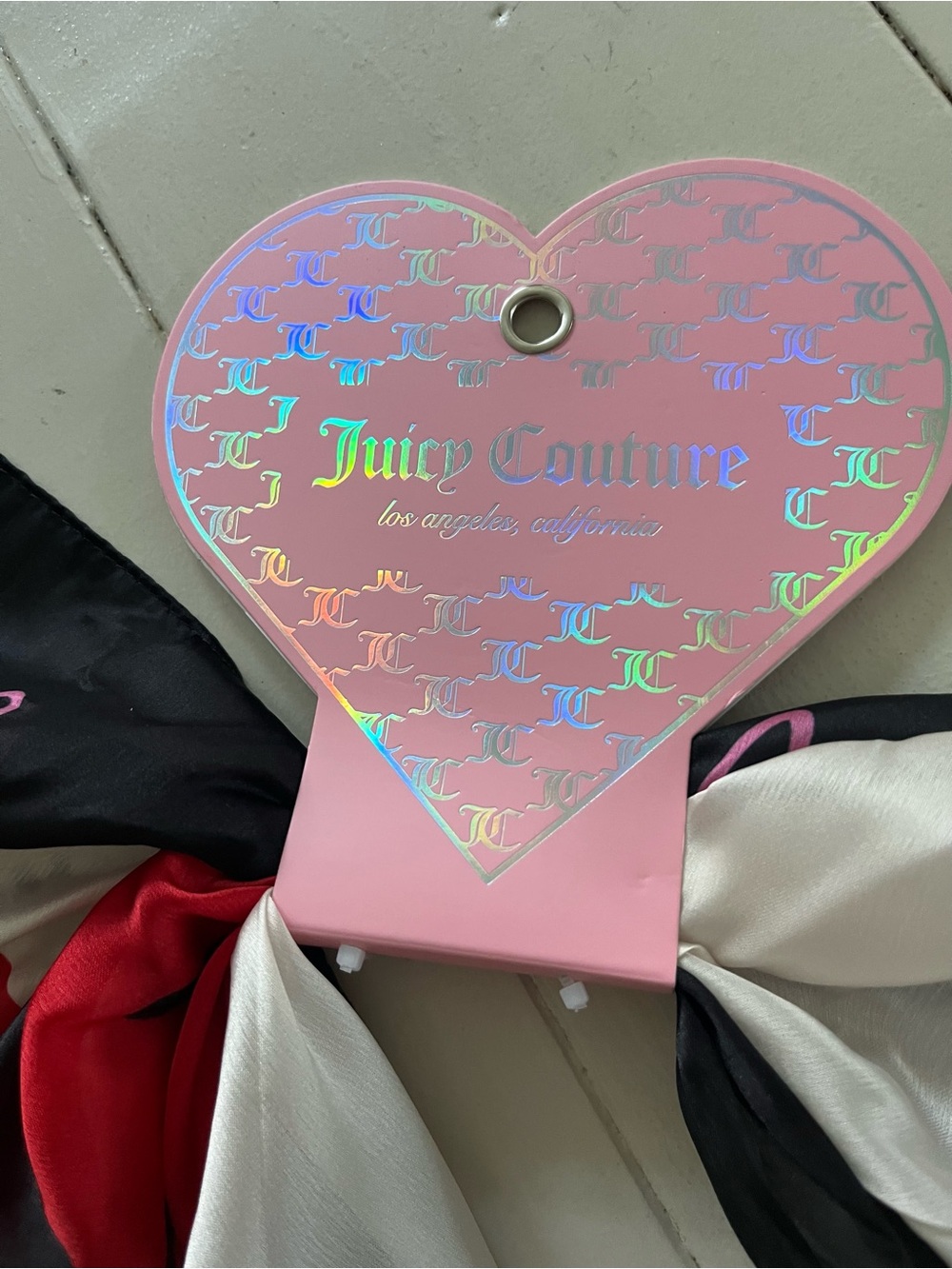 Juicy Couture Black Logo-Trim Silk Scarf